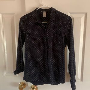 H&M Blue with white polkadots button-down